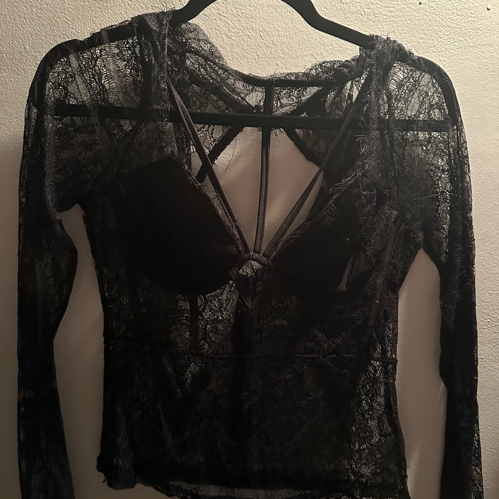 AKIRA Black Lace Blouse